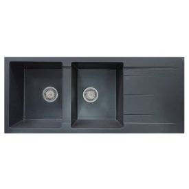   Gemini 2 medence+csepegtetős gránit mosogató 116x50cm FEKETE (55002668)