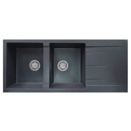 Gemini 2 medence+csepegtetős gránit mosogató 116x50cm FEKETE (55002668)