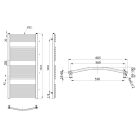 AQUALINE ORBIT Fürdőszobai radiátor, íves, 600x1320mm, 722W