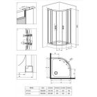 Funkia NÉRO Negyedköríves matt fekete zuhanykabin 900 x 900 mm Átlátszó üveg
