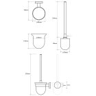 BEMETA OMEGA Fali WC kefetartó, üveg, fehér kefe, 95x370x140mm, króm
