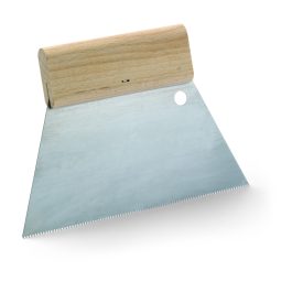   Fogazott spatulya kiváló minőségű acélból, ragasztóanyagok felhordásához, rozsdamentes Karo A3 18cm