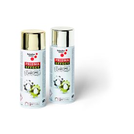   Magasfényű effektspray, mely a sima felületnek fényes arany vagy ezüst látszatot ad. Nem időjárás- és törlésálló  Prisma Effect Chrome gold