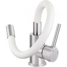 LUNO FLEX Álló mosogató csaptelep, hajlítható kifolyócsővel, króm-fehér
