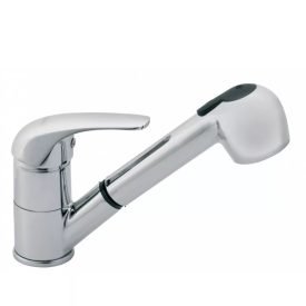   FERRO VASTO KRÓM ÁLLÓ KONYHAI MOSOGATÓ CSAPTELEP KIHÚZHATÓ ZUHANYFEJJEL ÉS ELFORGATHATÓ KIFOLYÓCSŐVEL