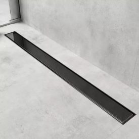   HD Mars+ 02 Black 80 cm hosszú fekete-üveg komplett rozsdamentes acél zuhanyfolyóka fekete zuhanyfolyóka testtel, kettős bűzzárral