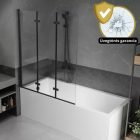 HD Leo Black 120x140 összecsukható 3 szárnyú kádparaván