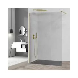   HD Arlo Gold Walk-In zuhanyfal, 100x200 cm, 8 mm vastag vízlepergető biztonsági üveggel, 200 cm magas, arany profillal és távtartóval