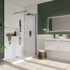 HD Arlo Black Walk-In zuhanyfal, 90x200 cm, 8 mm vastag vízlepergető biztonsági üveggel, 200 cm magas, fekete profillal és távtartóval