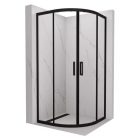HD Elio Black 80x80 íves két tolóajtós zuhanykabin 6 mm vastag vízlepergető biztonsági üveggel, fekete elemekkel, 190 cm magas