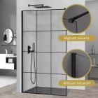 HD Oslo Black Walk-In zuhanyfal, 100x200 cm, 8 mm üveg, fekete profil
