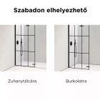 HD Oslo Black Walk-In zuhanyfal, 100x200 cm, 8 mm üveg, fekete profil