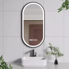 HD Dallas 50 cm széles fali ovális LED okostükör ambient világítással, érintőkapcsolóval, digitális órával és páramentesítő funkcióval