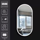 HD Dallas 50 cm széles fali ovális LED okostükör ambient világítással, érintőkapcsolóval, digitális órával és páramentesítő funkcióval