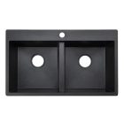Tia szögletes két medencés gránit mosogató szifonnal fekete