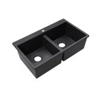 Tia szögletes két medencés gránit mosogató szifonnal fekete